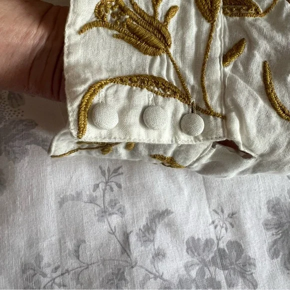 Vanessa Virginia embroidered linen crop with delicate button detail top US 10 - Picture 11 of 14
